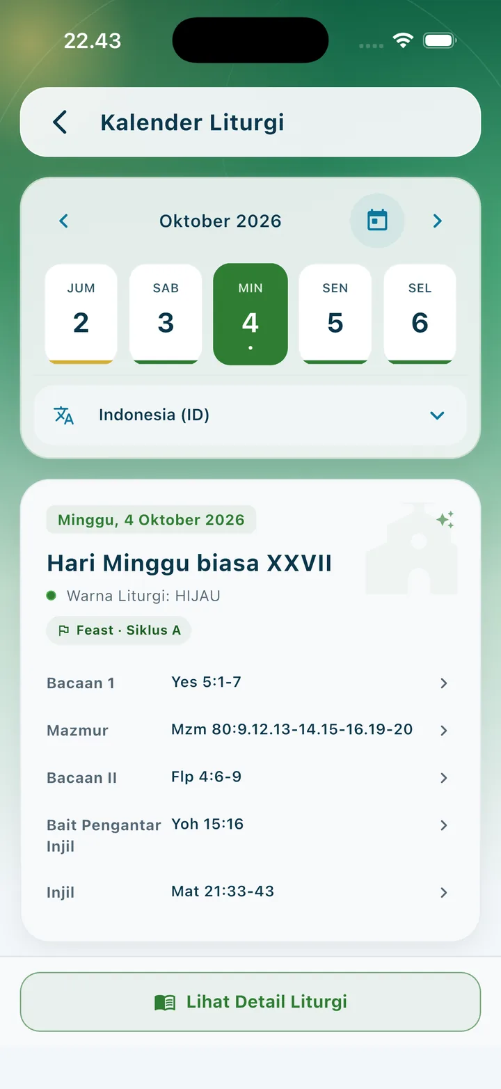 KALENDER LITURGI — MyCatholic